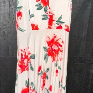 Source Unknown Red Floral High Low Dress